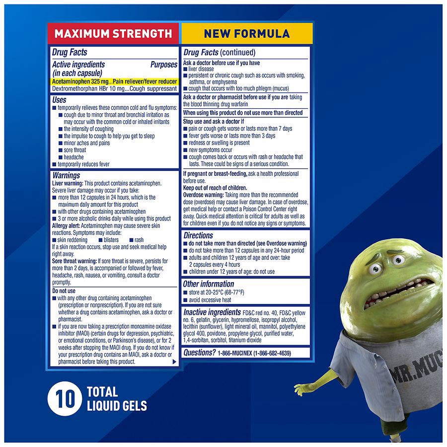 slide 3 of 5, Mucinex Maximum Strength Cold & Flu 10 Liquid Gels, 10 ct