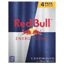 Red Bull Energy Drink, 80mg Caffeine, 8.4 fl oz, Pack of 4 Cans