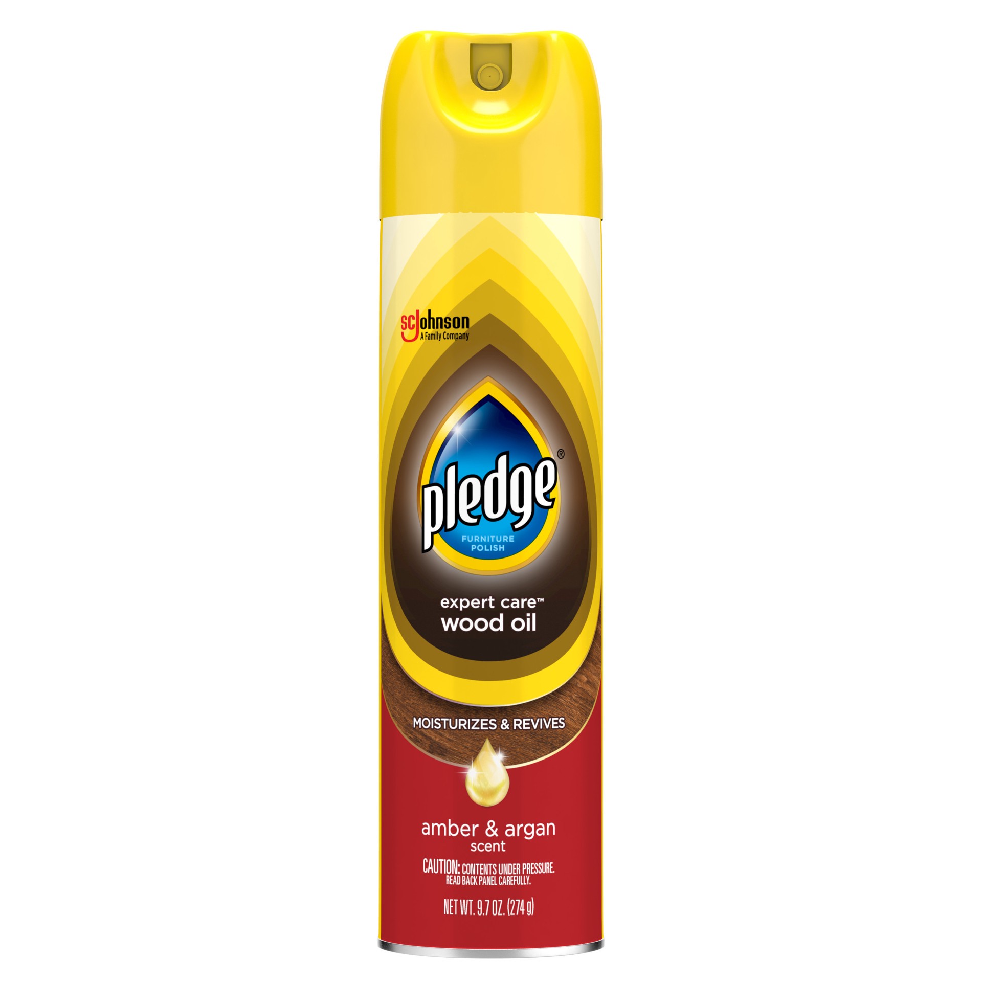 slide 1 of 22, Pledge Wood Oil, Expert Care™, Aerosol, Amber & Argan Scent, 9.7 oz., 9.7 oz