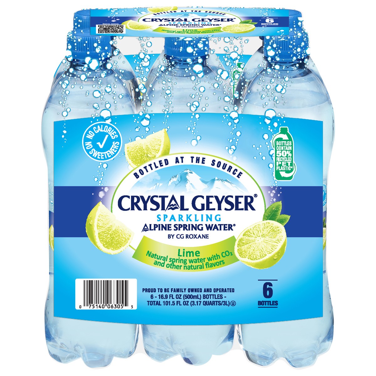 slide 3 of 4, Crystal Geyser Sparkling Lime Alpine Spring Water 6 - 16.9 fl oz Bottles, 6 ct