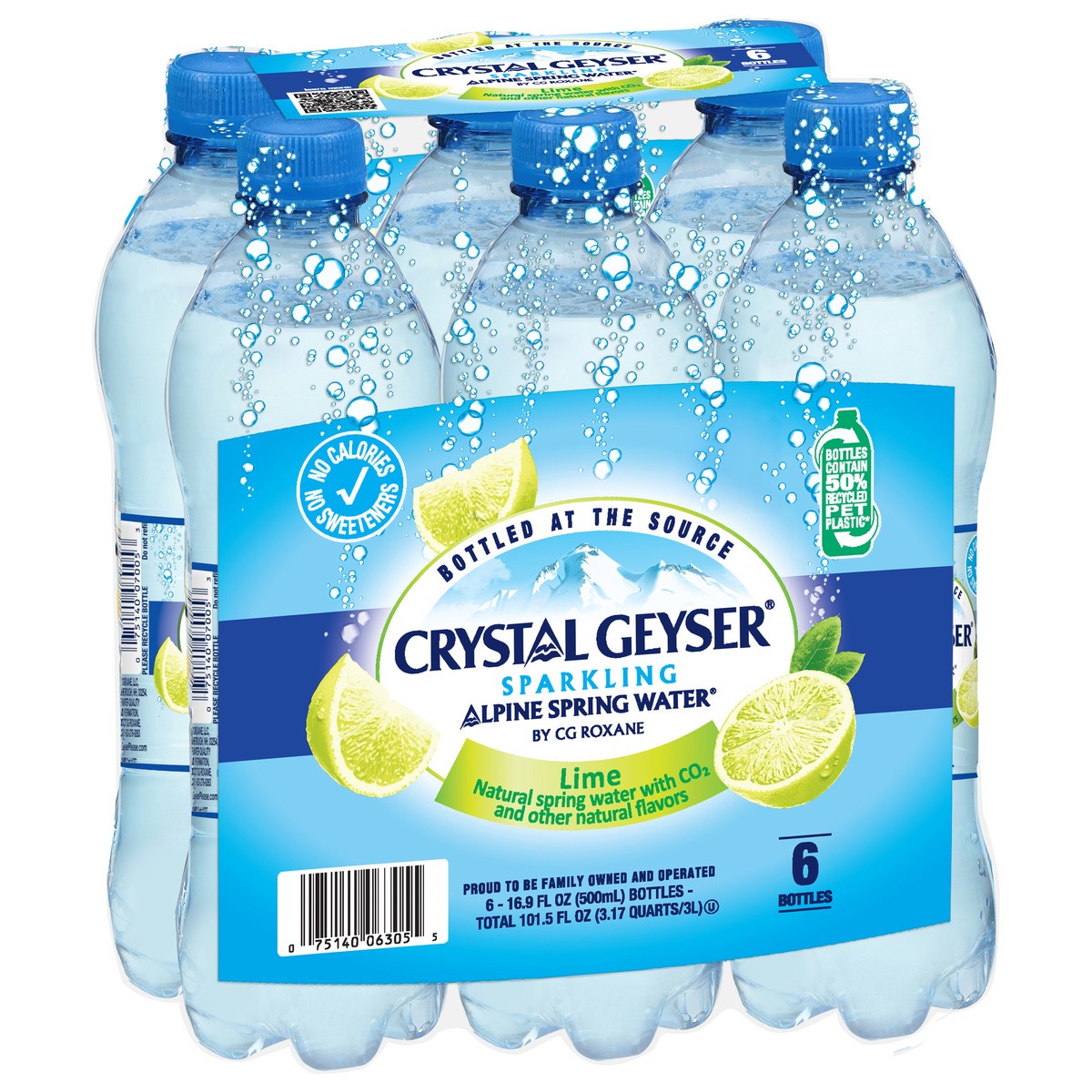 slide 4 of 4, Crystal Geyser Sparkling Lime Alpine Spring Water 6 - 16.9 fl oz Bottles, 6 ct