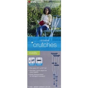 slide 1 of 1, CVS Health Knock Down Universal Aluminum Crutches, 1 pair
