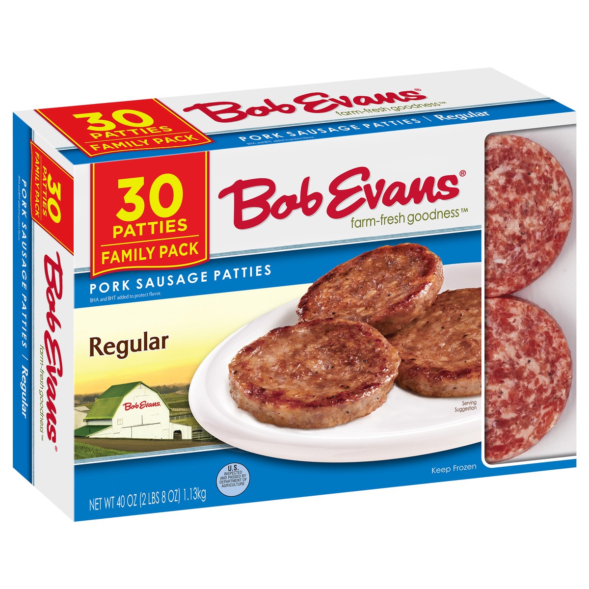 slide 6 of 9, Bob Evans Regular Pork Sausage Patties 40 oz. Box, 30 ct