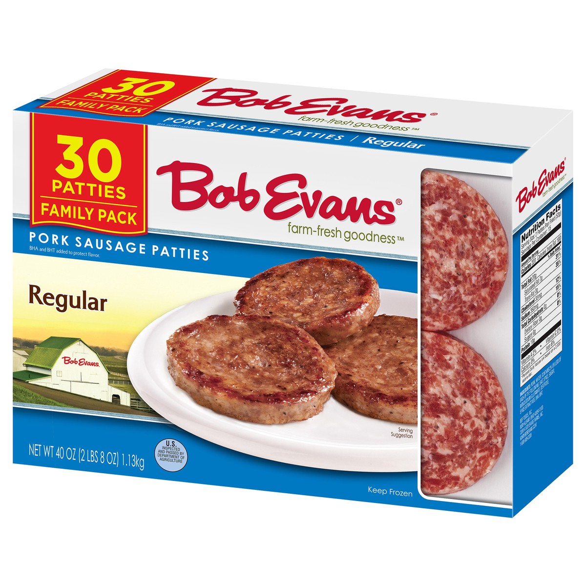 slide 4 of 9, Bob Evans Regular Pork Sausage Patties 40 oz. Box, 30 ct