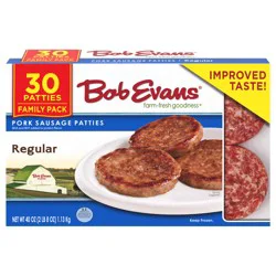 Bob Evans Regular Pork Sausage Patties Family Pack 30 Each