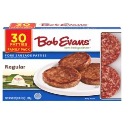 Bob Evans Regular Pork Sausage Patties Family Pack 30 Each