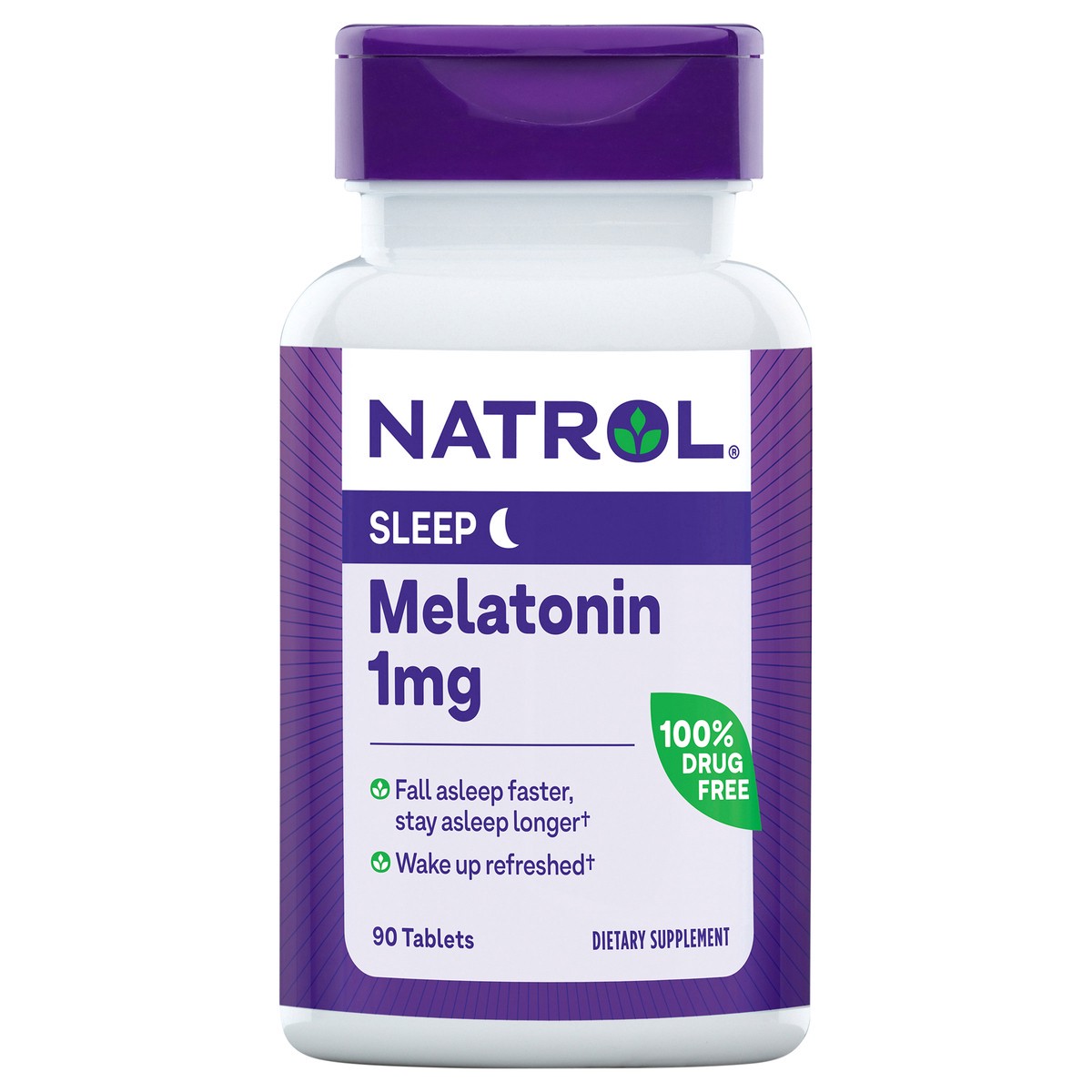 slide 1 of 1, Natrol 1mg Melatonin Sleep Aid Tablets, Fall Asleep Faster, Stay Asleep Longer, 99% Pure Melatonin, Dietary Supplement, 90 Count, 90 ct
