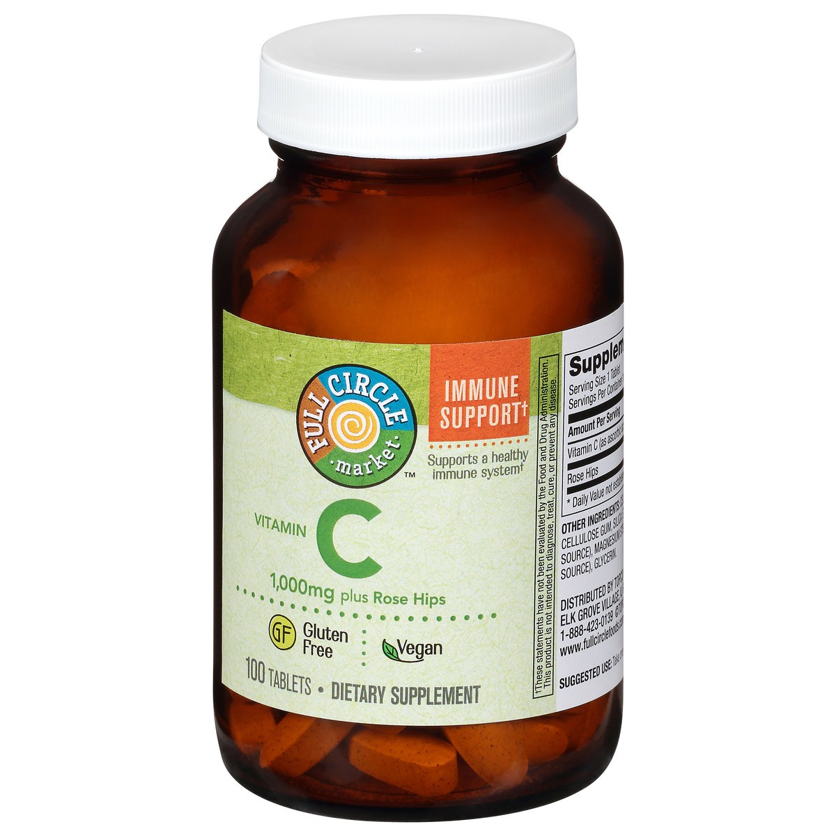 slide 13 of 15, Full Circle Market Vitamin C Plus Rose Hips Tablets, 100 ct; 1000 mg