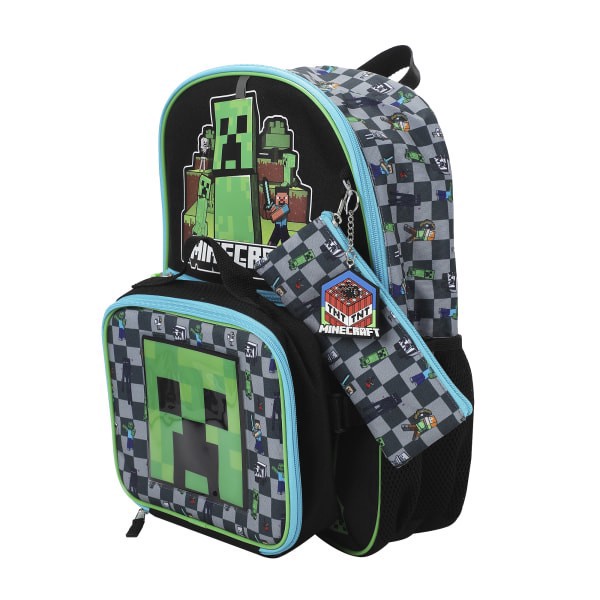 slide 7 of 10, Bioworld Minecraft Backpack With Printed Water Bottle, Utility Case And Keychain, Multicolor, 1 ct
