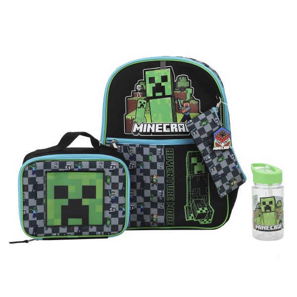 slide 8 of 10, Bioworld Minecraft Backpack With Printed Water Bottle, Utility Case And Keychain, Multicolor, 1 ct