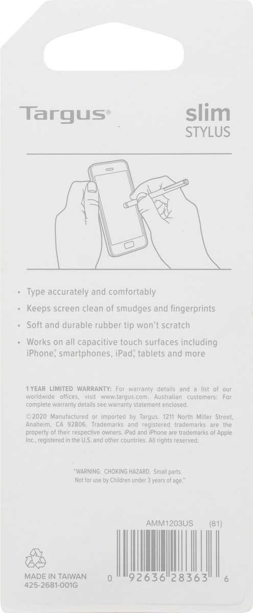 slide 8 of 9, Targus Slim Stylus for Smartphones, Metallic Blue, 1 ct