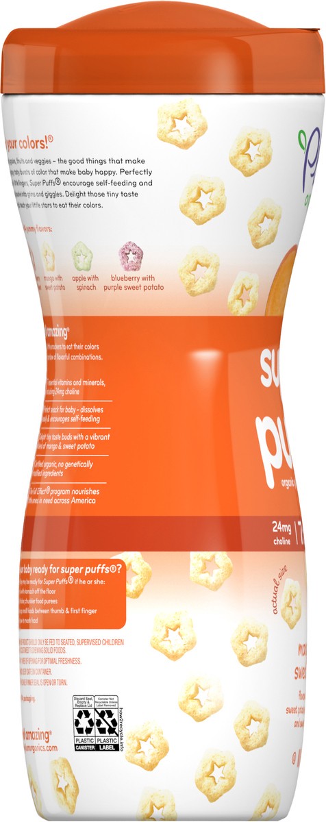 slide 5 of 7, Plum Organics Super Puffs Organic Grain Cereal Snack - Mango with Sweet Potato - 1.5 oz Canister, 1.5 oz