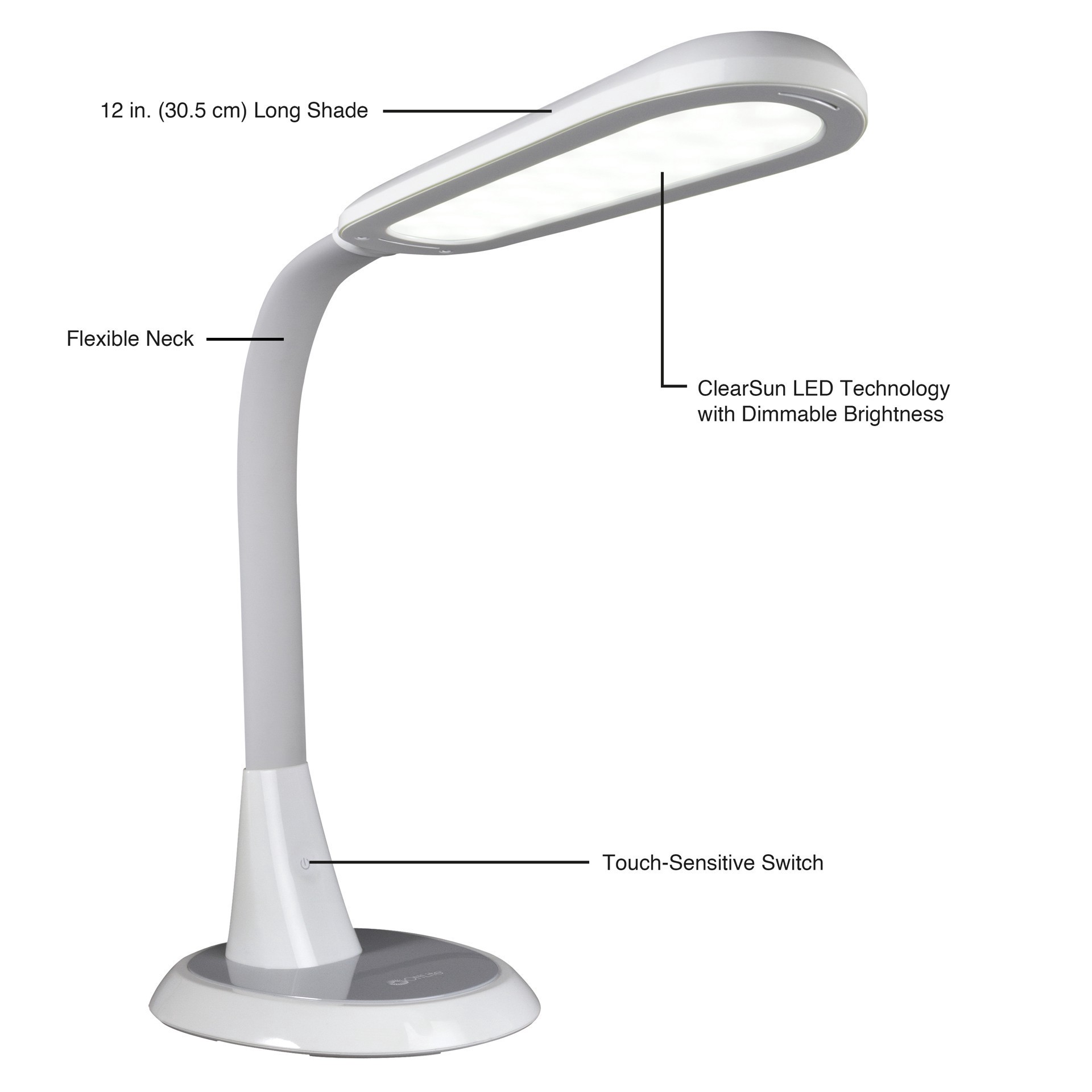 slide 5 of 8, Ott Lite Wide Area Dimmable LED Table Lamp, 12 in x 4 in