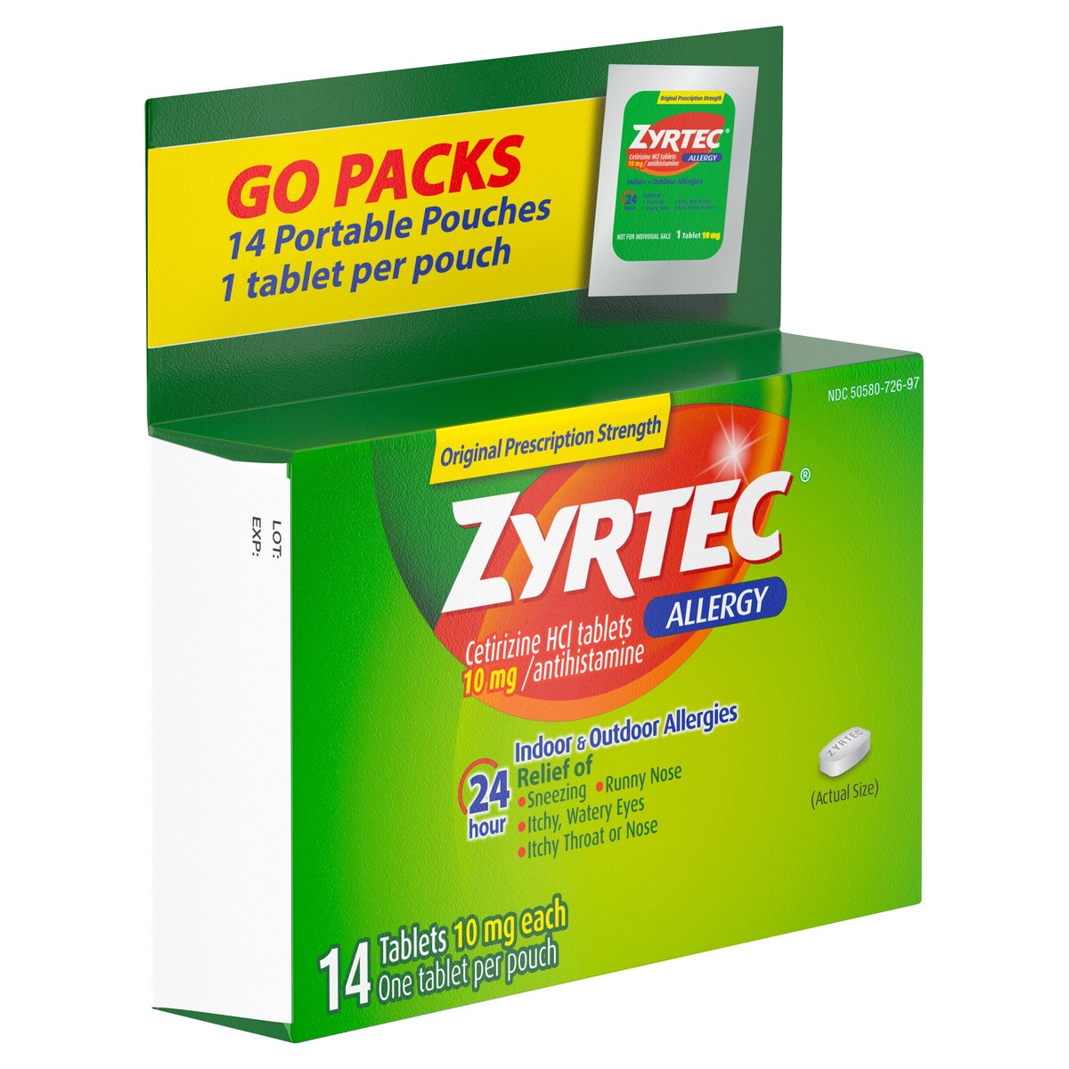 slide 2 of 6, Zyrtec Allergy Non Anti Itch, 14 ct