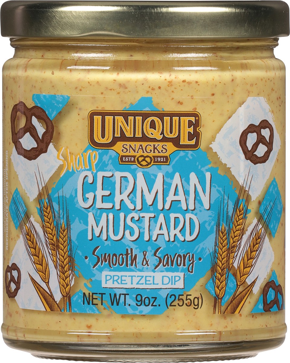 slide 6 of 9, Unique Snacks Smooth & Savory German Mustard Pretzel Dip 9 oz, 9 oz