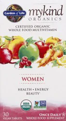 Garden Of Life Mykind Organics Women Vegan Tablets Once Daily Whole Food Multivitamin 30 ea