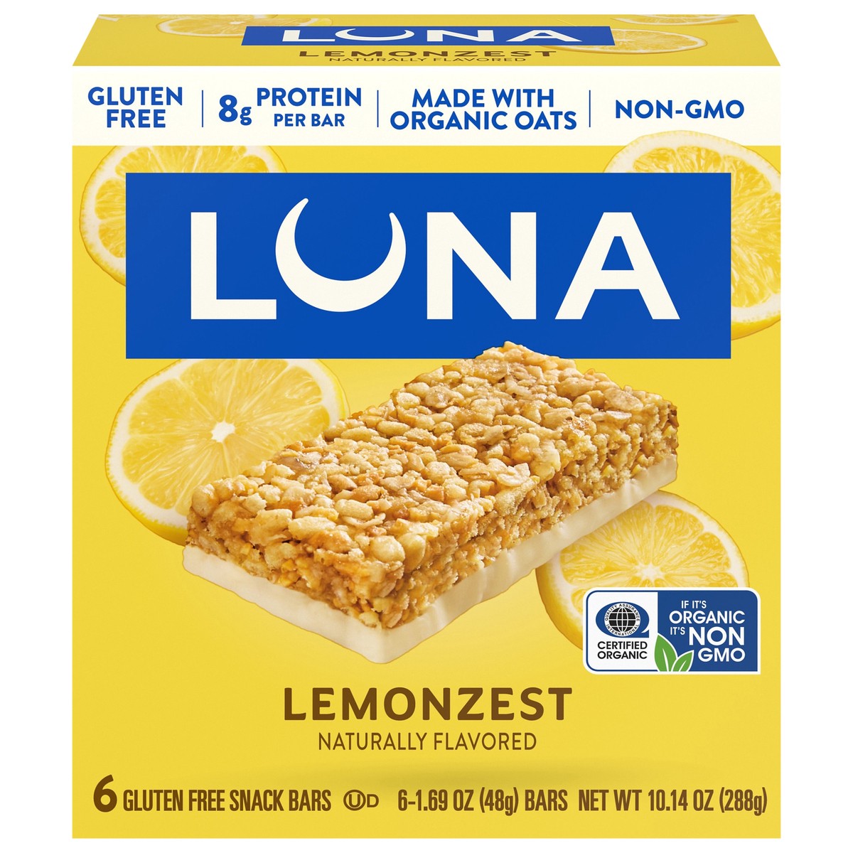 slide 1 of 7, LUNA Bar - LemonZest Flavor - Gluten Free Snack Bars - Non-GMO - Protein Bars - Made with Organic Oats (6 Pack), 6 ct