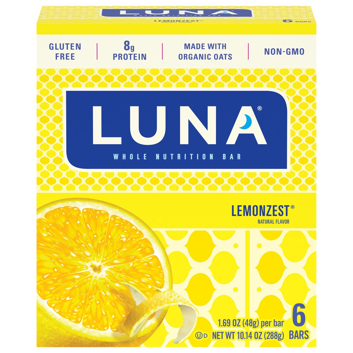 slide 1 of 7, LUNA Bar - LemonZest Flavor - Gluten-Free - Non-GMO - 7-9g Protein - Made with Organic Oats - Low Glycemic - Whole Nutrition Snack Bars - 1.69 oz. (6 Pack), 6 ct; 1.69 oz