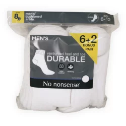 No Nonsense Men's Cushion Quarter Socks