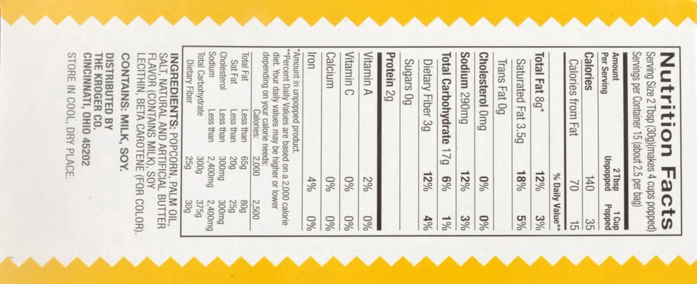slide 3 of 4, Kroger Microwave Popcorn - Original Butter, 6 ct; 3 oz