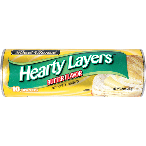 slide 1 of 1, Best Choice Hearty Layers Butter Flavor Biscuits, 12 oz