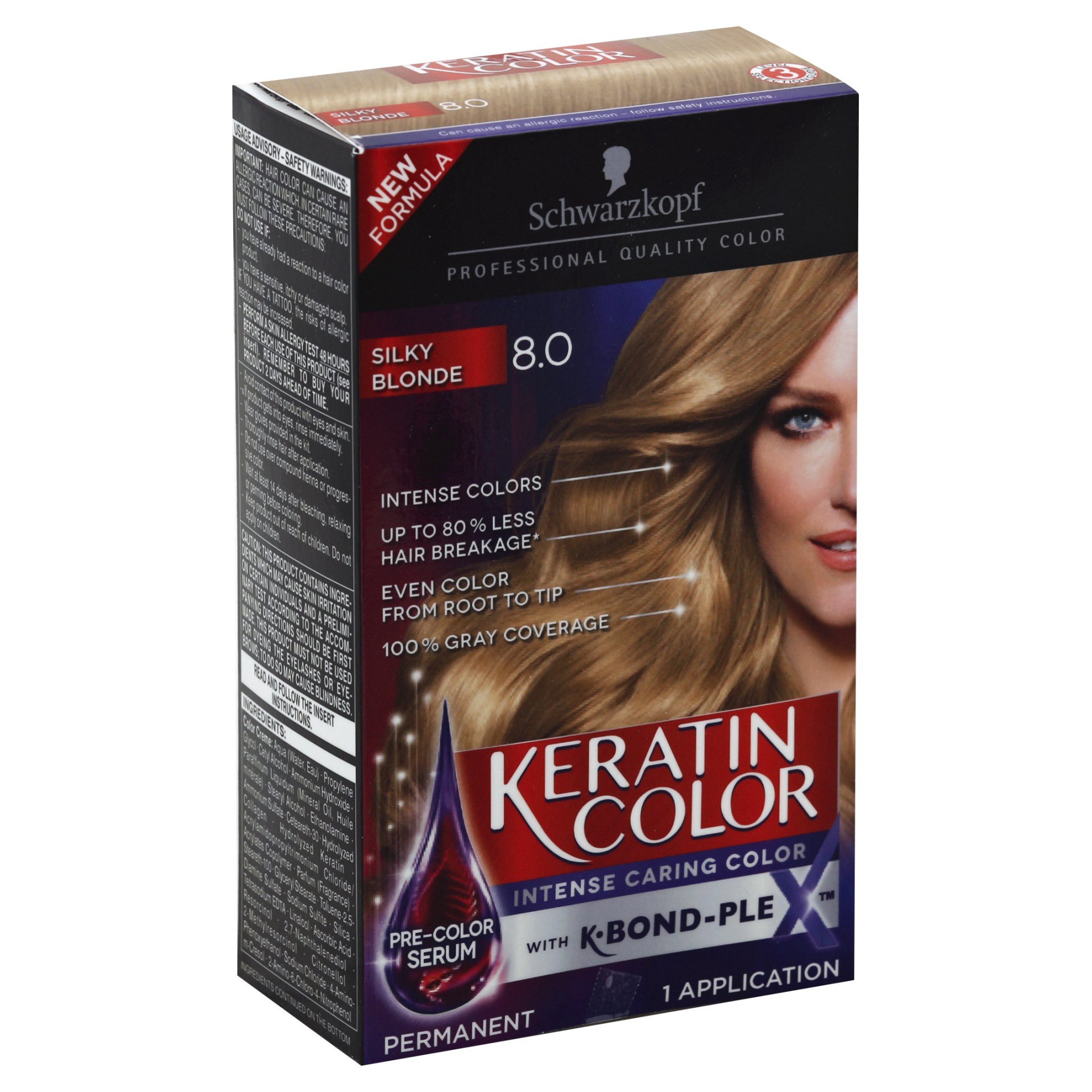 slide 1 of 9, Schwarzkopf Permanent Anti-Age Hair Color 8.0 Silky Blonde, 1 ct