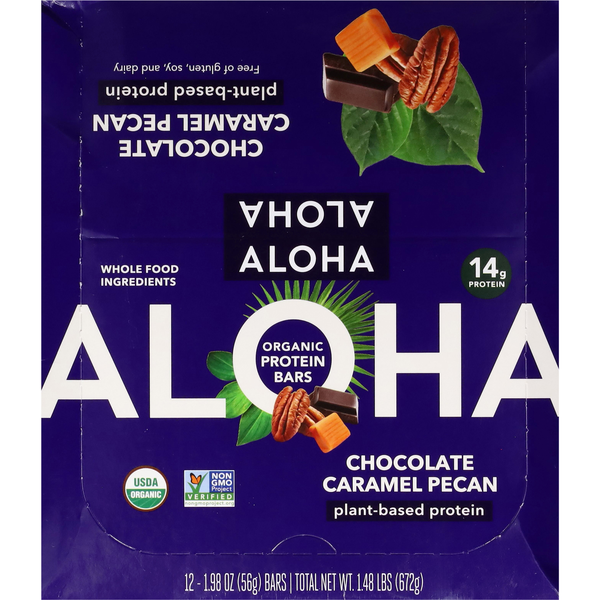 slide 1 of 1, ALOHA Organic Plant-Based Chocolate Caramel Pecan Protein Bar - 12 ct, 12 ct; 23.7 oz