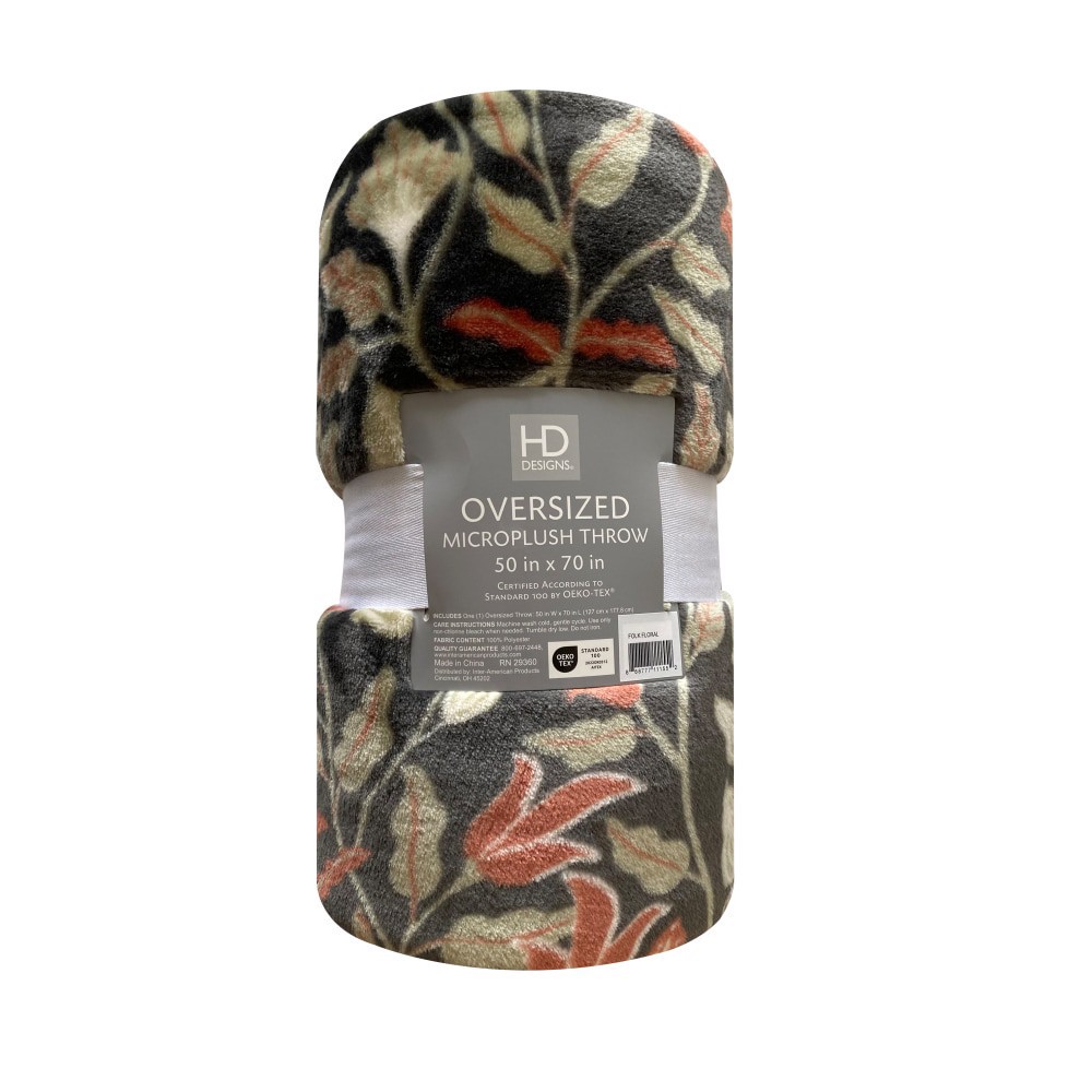 slide 1 of 1, Hd Designs Oversized Throw Folk Floral, 1 ct