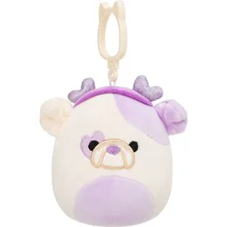 Squishmallows Bulldog Valentine's Plush Backpack Clip