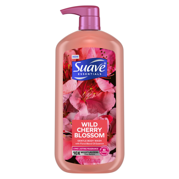 slide 16 of 19, Suave Essentials Gentle Body Wash, Wild Cherry Blossom, 30 oz