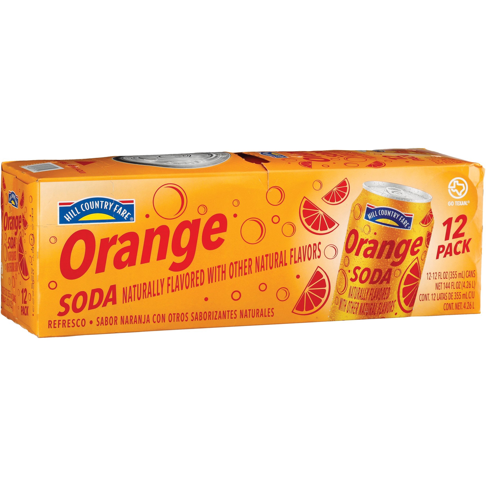 slide 1 of 1, Hill Country Fare Orange Soda 12 pk Cans, 12 ct