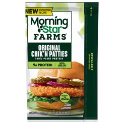 MorningStar Farms Plant Based Chik'n Patties, Vegan Meat, 4 Count