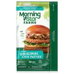 MorningStar Farms Meatless Chicken Patties, Original, 10 oz, 4 Count, Frozen