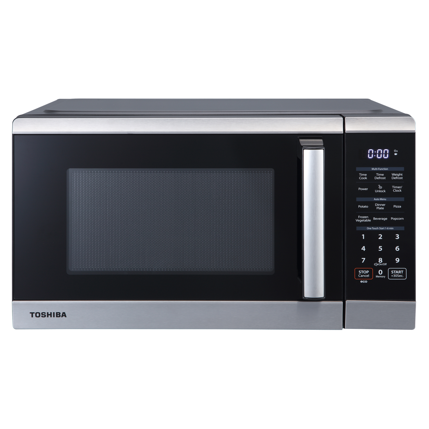 slide 1 of 6, Toshiba Black+Decker Microwave Oven, Stainless Steel, 900W, 0.9 cu ft, 1 ct