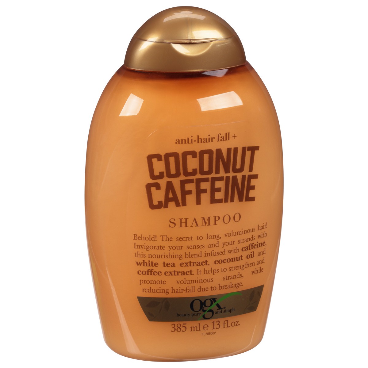 slide 5 of 9, OGX Anti-Hair Fall + Coconut Caffeine Strengthening Shampoo, 13 fl oz