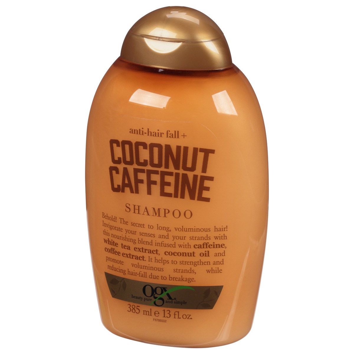slide 6 of 9, OGX Anti-Hair Fall + Coconut Caffeine Strengthening Shampoo, 13 fl oz