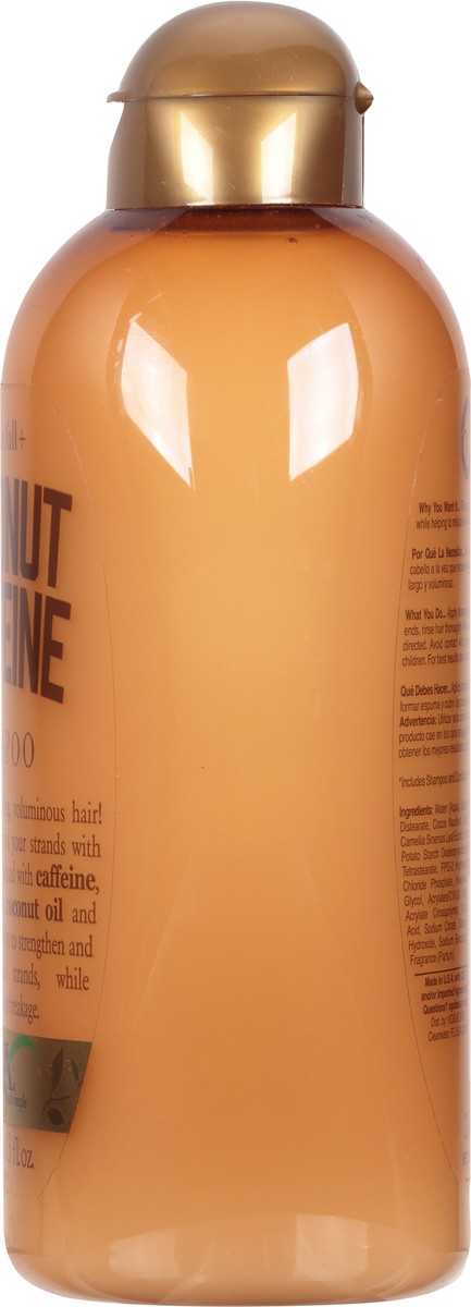 slide 4 of 9, OGX Anti-Hair Fall + Coconut Caffeine Strengthening Shampoo, 13 fl oz