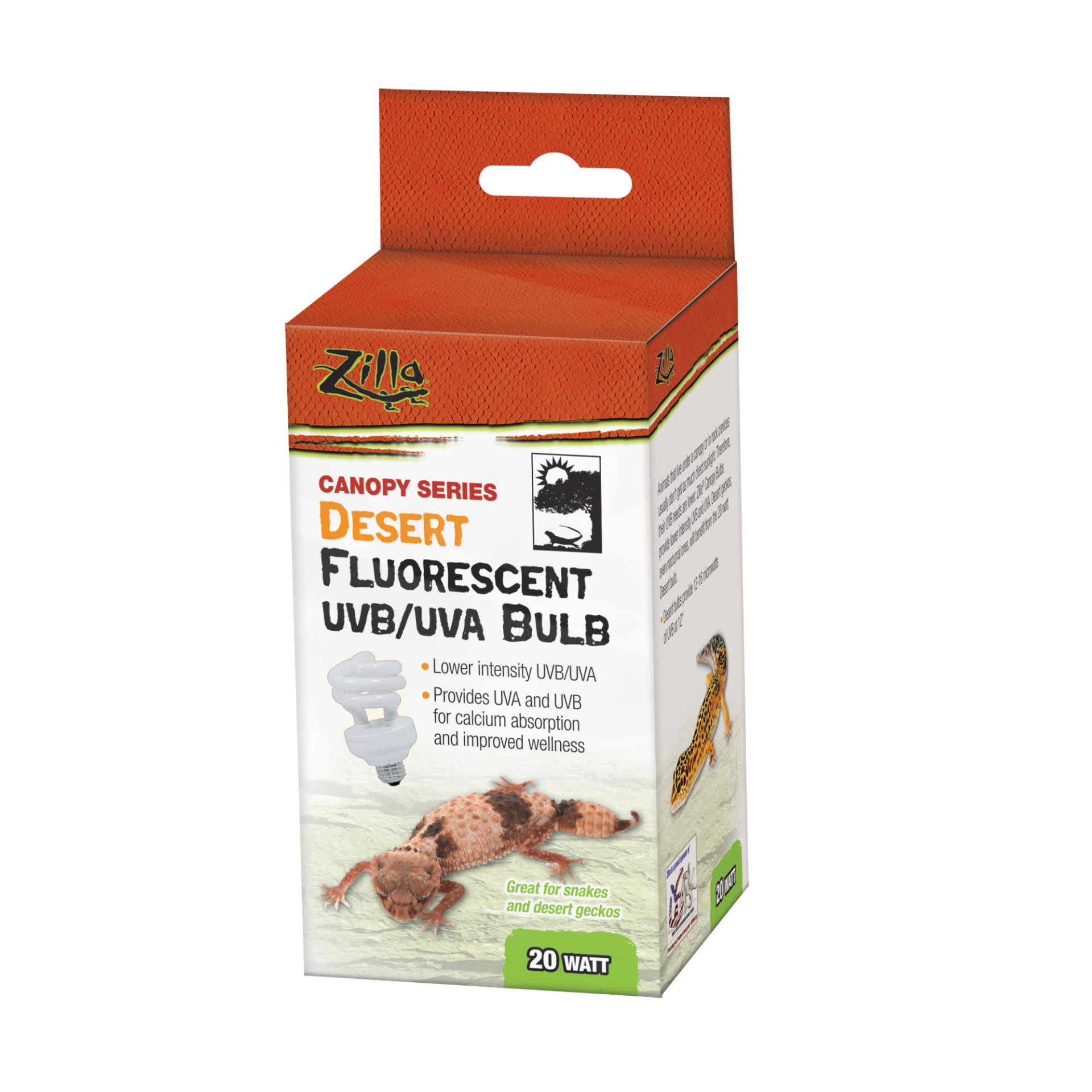 slide 3 of 6, Zilla Canopy Series Fluorescent UVB/UVA Bulbs Desert 20 W, 1 ct