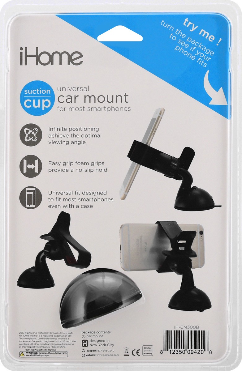 slide 5 of 9, iHome Suction Cup Car Mount 1 ea, 1 ct