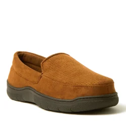 Dearfoams Dawson Perforated Moccasin Slippers, Chestnut, Size Small