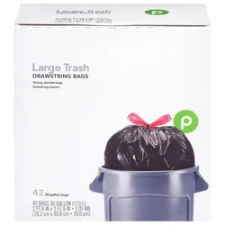 Publix Trash Bags, Drawstring, 30-Gallon