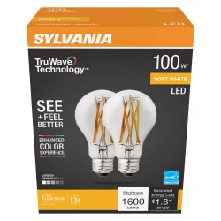 Sylvania TruWave A21 100-Watt Clear Soft White LED Light Bulbs