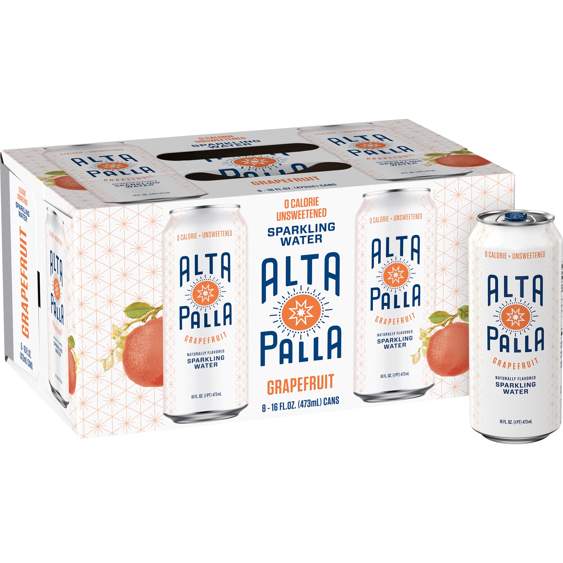 slide 3 of 3, Alta Palla Naturally Flavored Zero Calorie Zero Sugar Sparkling Water, Grapefruit- 8 ct, 8 ct