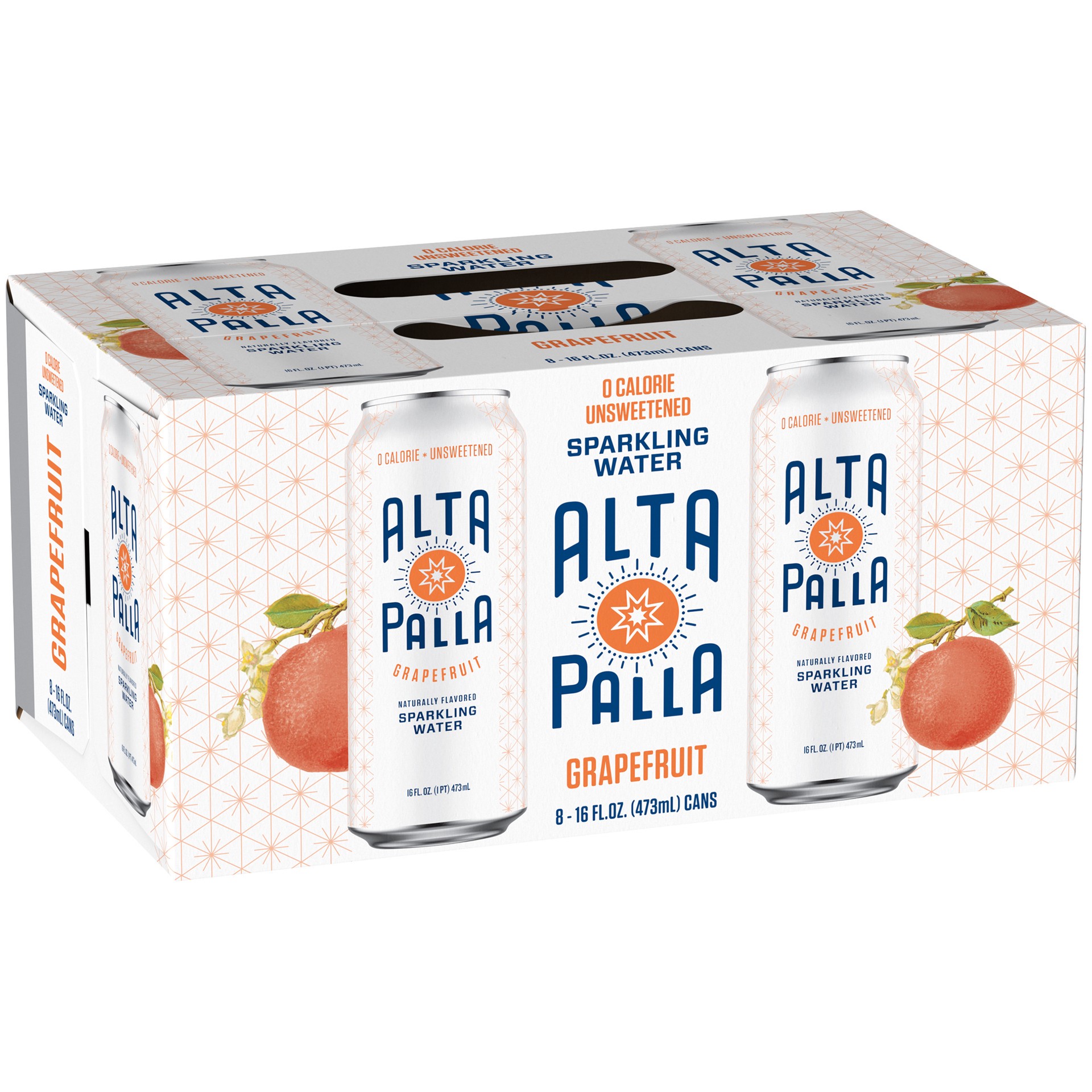 slide 1 of 3, Alta Palla Naturally Flavored Zero Calorie Zero Sugar Sparkling Water, Grapefruit- 8 ct, 8 ct