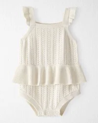 Littleplanet Baby Organic Cotton Pointelle Romper Riley White NB