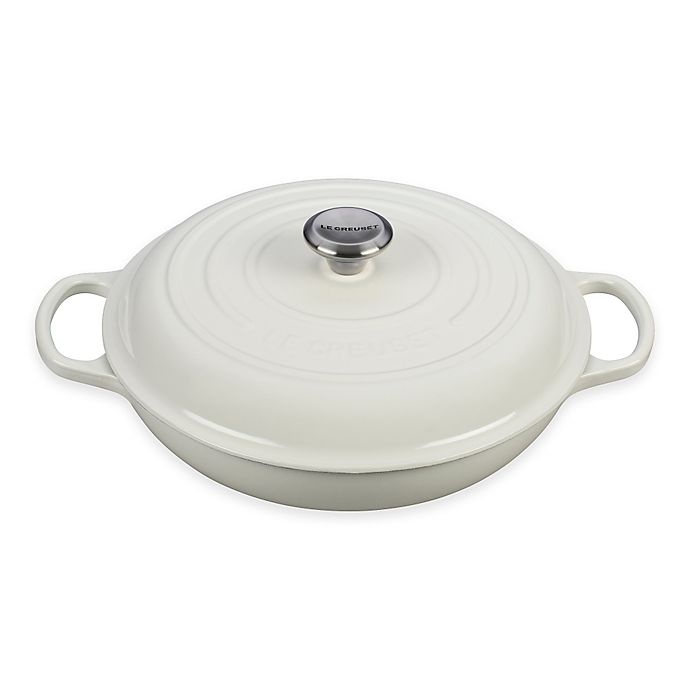 slide 1 of 1, Le Creuset Signature Braiser - White, 3.5 qt