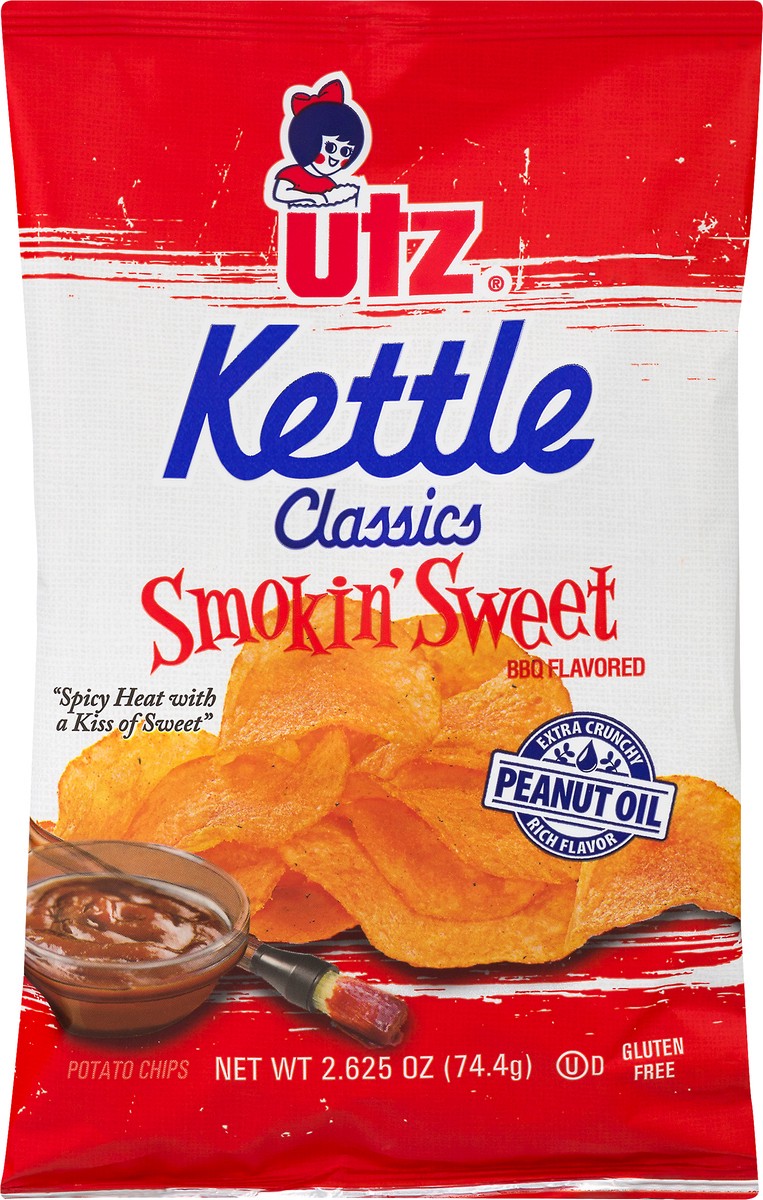 slide 6 of 9, Utz Kettle Classics Smokin Sweet BBQ Flavored Potato Chips 2.625 oz, 2.62 oz