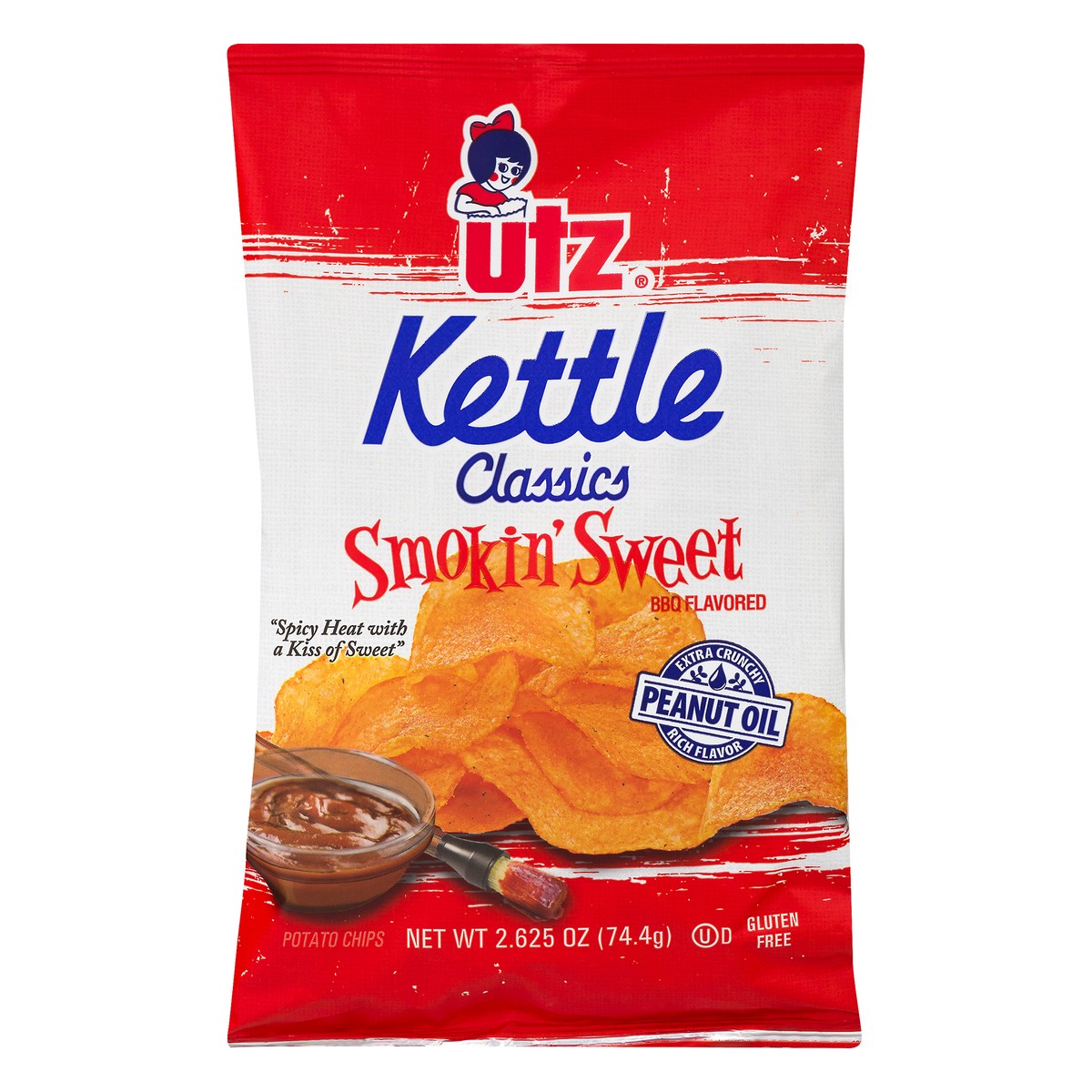 slide 1 of 9, Utz Kettle Classics Smokin Sweet BBQ Flavored Potato Chips 2.625 oz, 2.62 oz