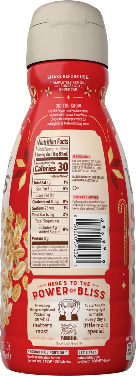 slide 5 of 7, Coffee-Mate Nestle Coffee Mate Peppermint Mocha Flavored Oat Milk Creamer, Plant Based Liquid Coffee Creamer, 32 Fl Oz 32 fl oz., 32 fl oz