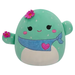 Squishmallows Green Cactus Plush with Denim Bandana and Heart Embroidery